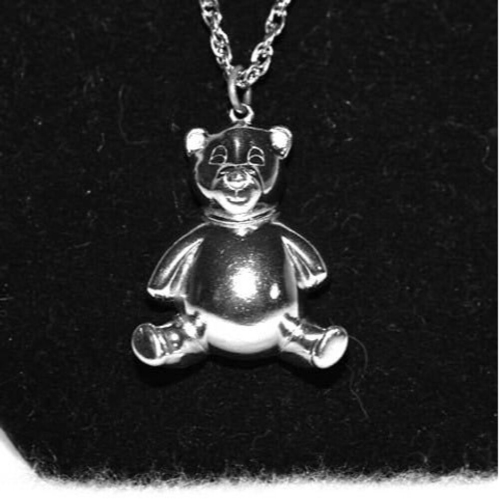 Unique Smiling Sitting Teddy Bear Stainless Steal Link Chain Necklace